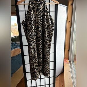 Alya Black Dress with Gold Sequins